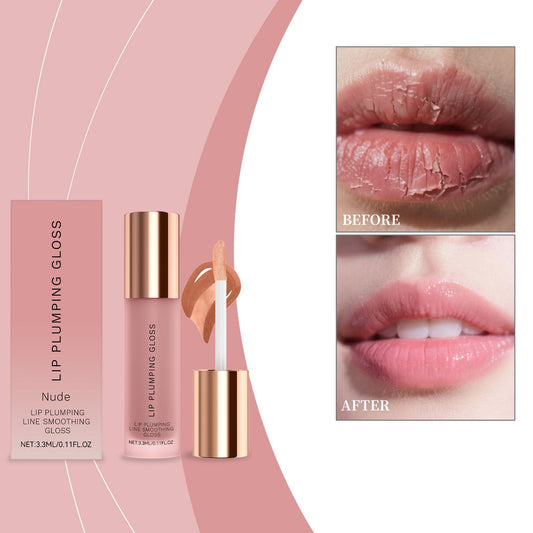 The applicator wand coated with nourishing lip gloss ready for use.