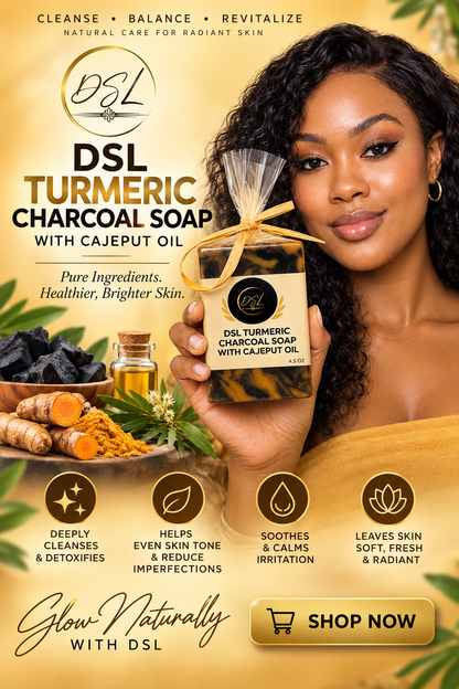 DSL Turmeric Charcoal Soap with Cajeput Oil – 4.5 oz