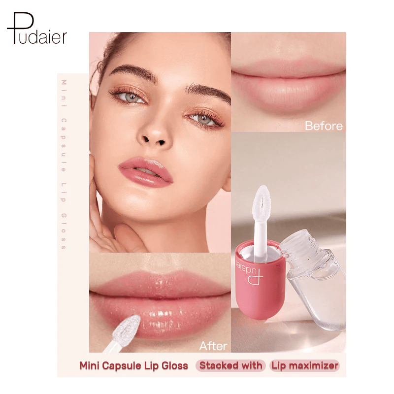 Swatch of Pudaier® Lip Gloss showing its transparent, glossy finish