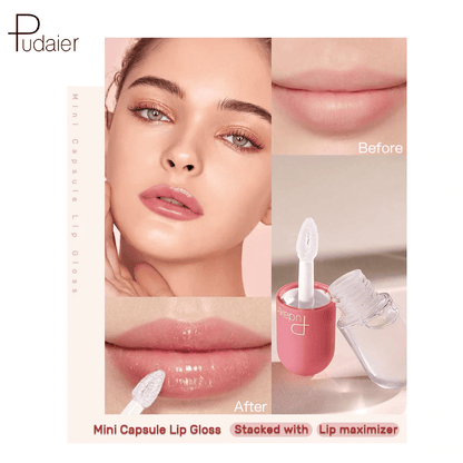 Swatch of Pudaier® Lip Gloss showing its transparent, glossy finish