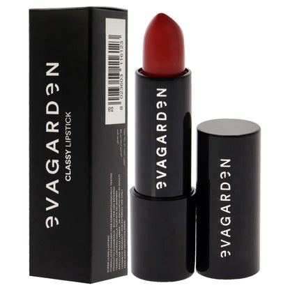 Swatch of Flame Scarlet lipstick on a neutral background
