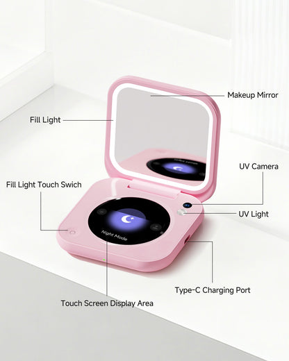 Smart mirror displaying adjustable brightness for different environments