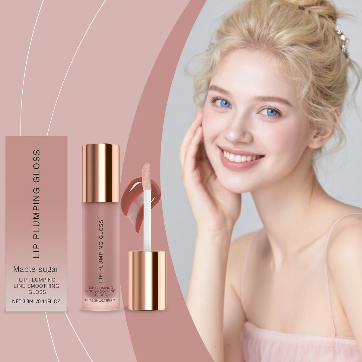 A close-up of the Hydrating Lip Gloss Oil tube with a glossy finish.