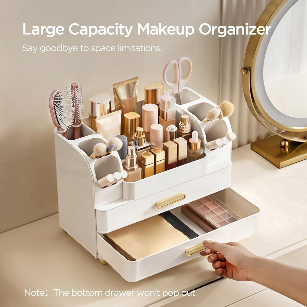 Durable ABS plastic organizer designed for skincare and beauty products.