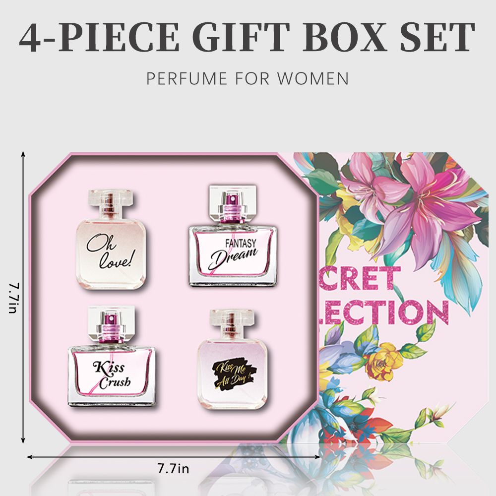 Artistic arrangement of the Women's Fragrance Gift Set on a table