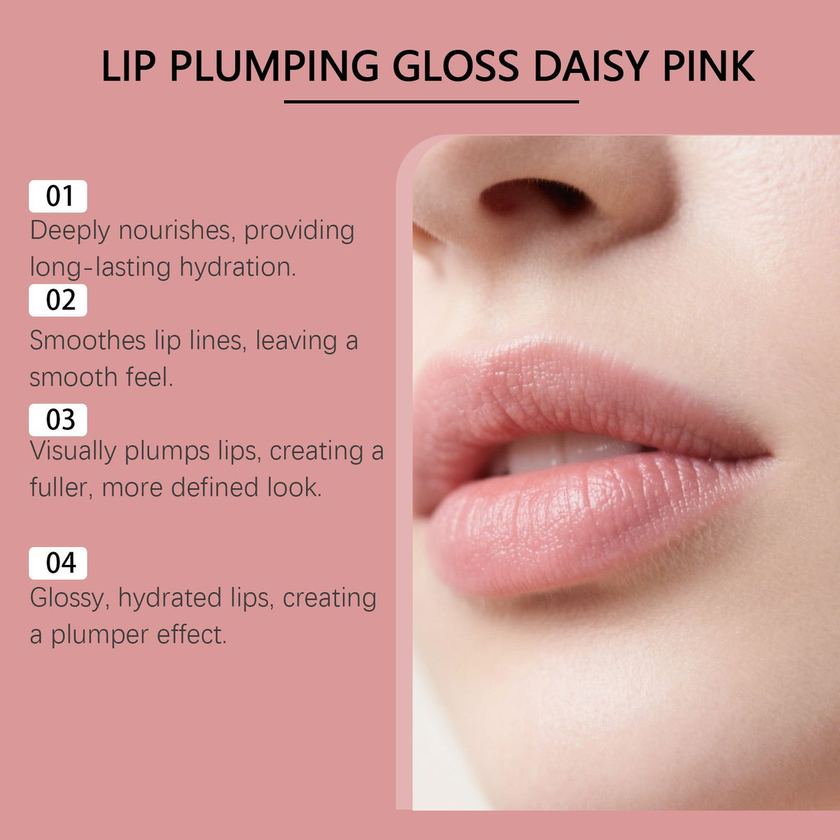 Model applying the lip gloss to enhance her lip appearance.