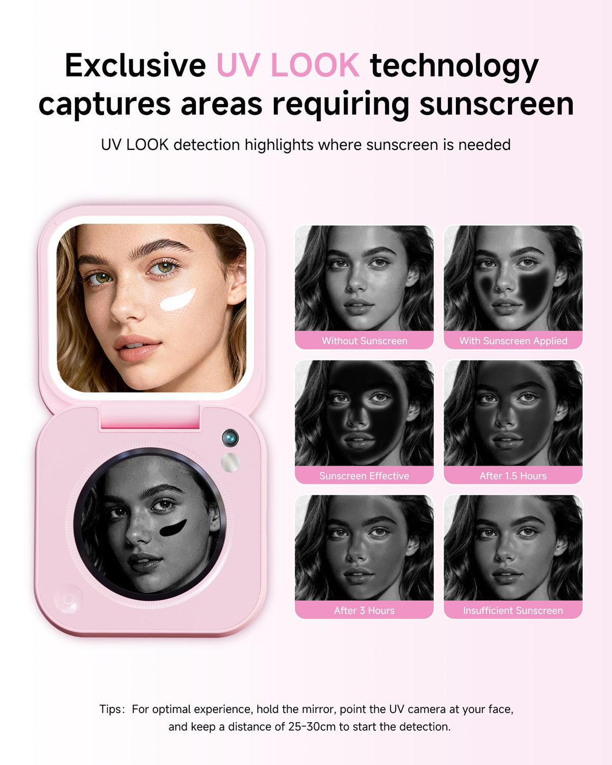 Five versatile lighting modes for various makeup applications