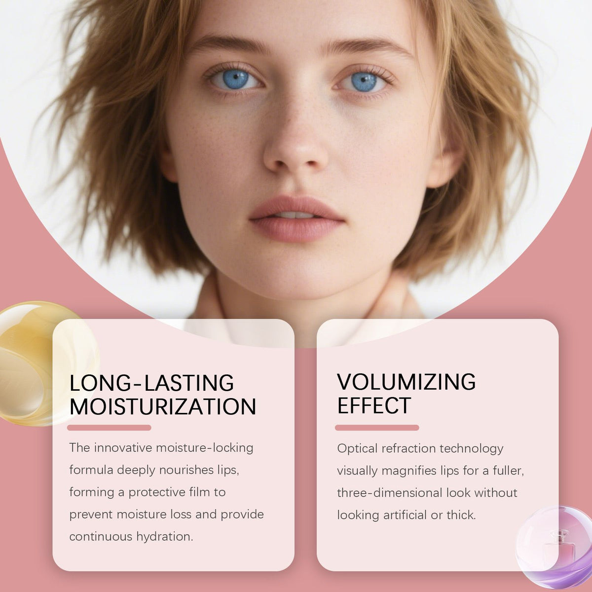 Before and after images of lips treated with the hydrating gloss.