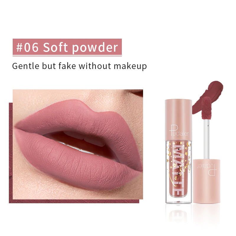 Close-up of PUDAIER Air Matte Lip Color in Color #06 Soft Powder