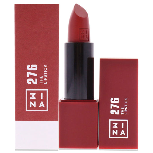 Close-up of 3INA Lipstick - 276 Shiny Dusty Red in its tube