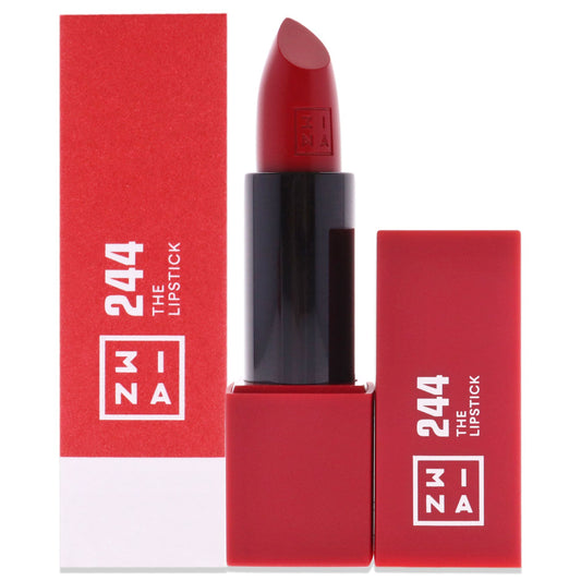 A close-up of The Lipstick - 244 True Red by 3INA, showcasing its rich color.