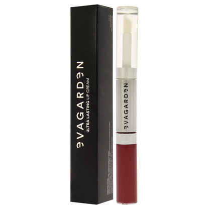 Evagarden Lip Cream tube with a rich crimson color swatch