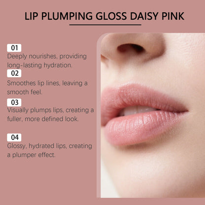 A model applying the nourishing lip gloss to her lips.