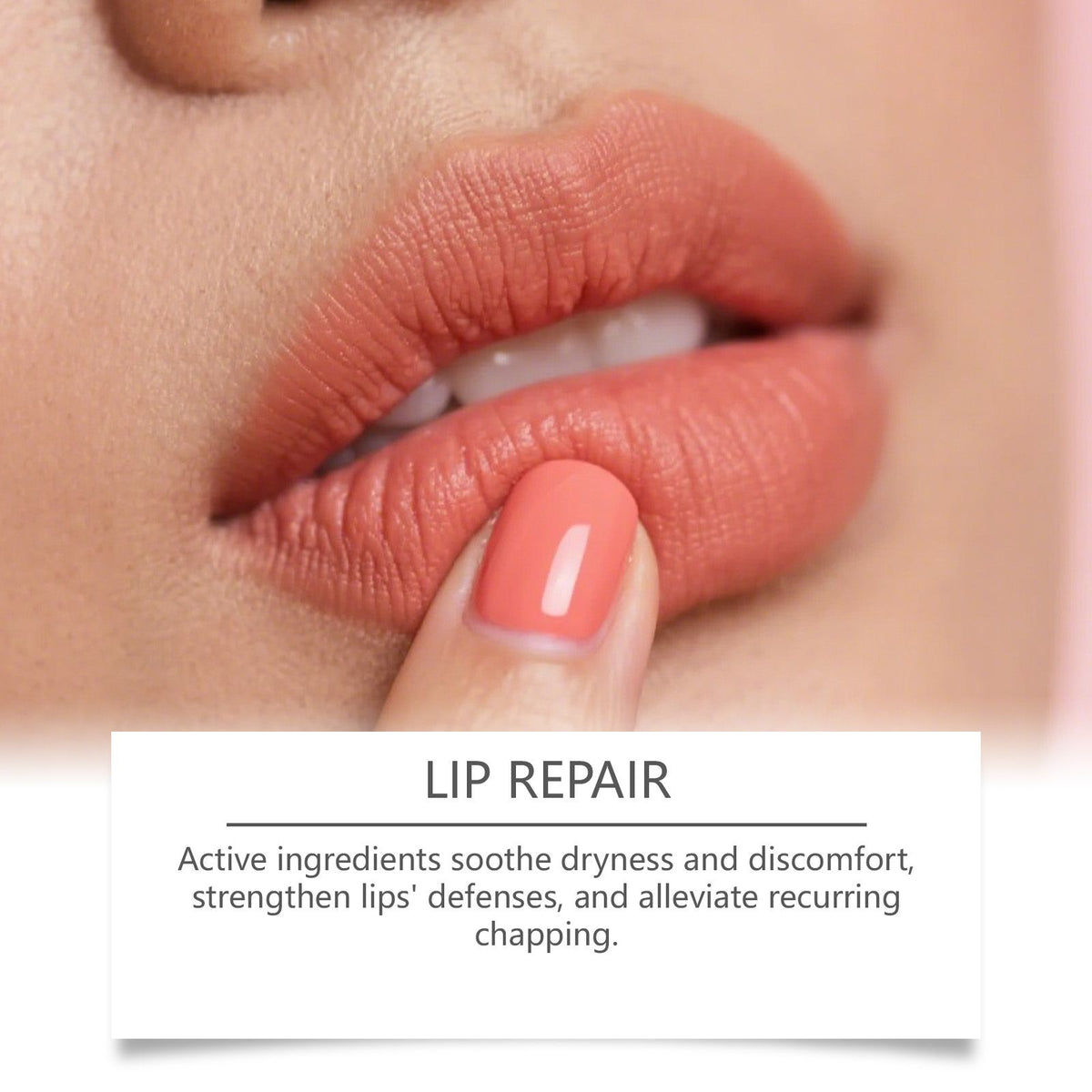 Swatch of lip gloss on a hand demonstrating its shine and color.