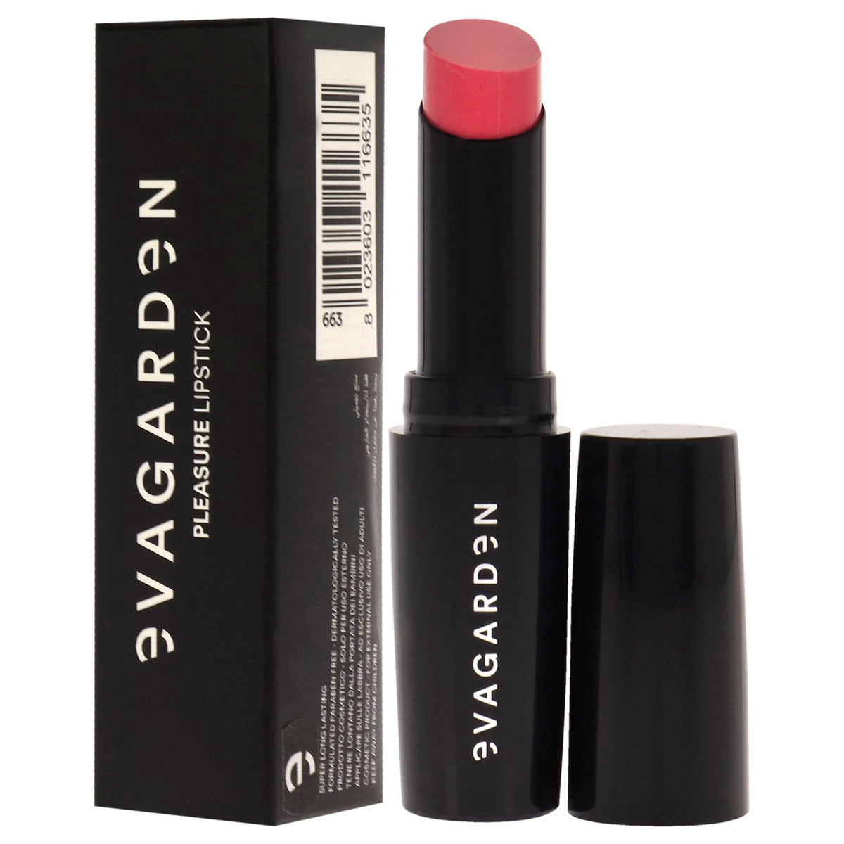 Model applying Evagarden Camelia Rose lipstick in natural light
