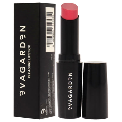 Model applying Evagarden Camelia Rose lipstick in natural light