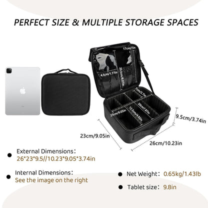 Water-resistant black makeup storage box designed for cosmetics and accessories