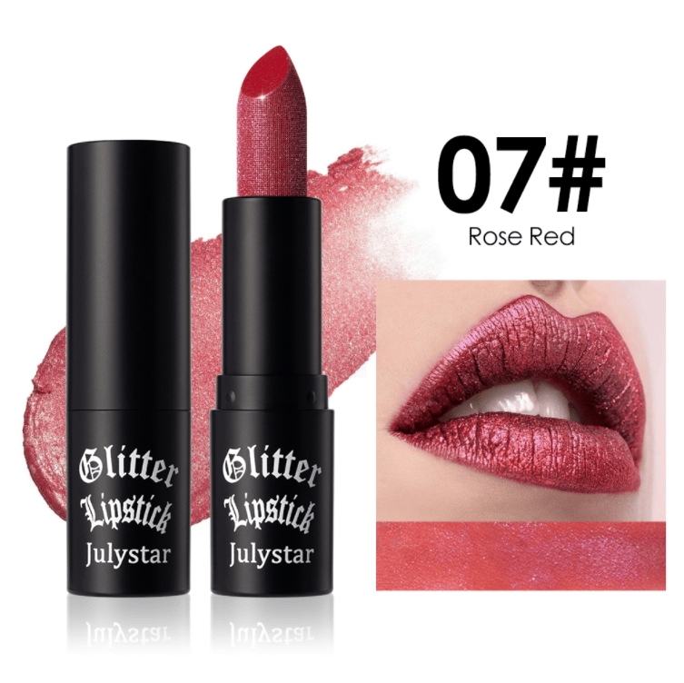 Application of lipstick showing smooth, non-sticky texture.